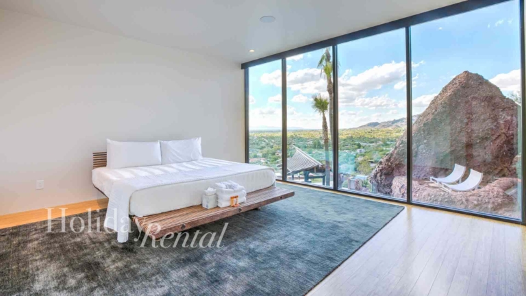 luxury estate bedroom with amazing window views
